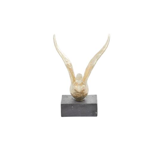Set of 3 Gold Polystone Birds Sculpture 14", 15", 9"